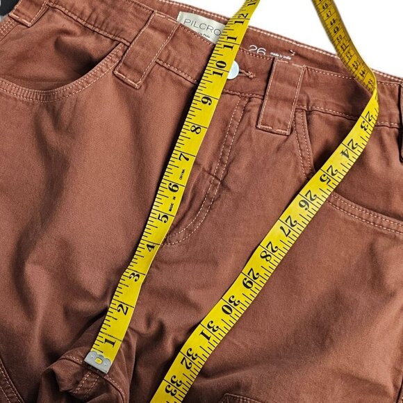 Anthropologie Pilcro Puddle Curve Wide-Leg Pants, Brown, Cotton, Western, Sz 26 - Picture 5 of 11